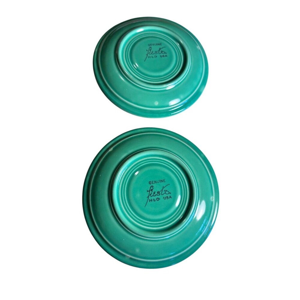 Vintage Fiesta Green Saucer Plates Set Of 2 - Picture 3 of 5
